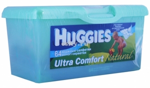 Детские влажные салфетки Huggies Ultra Comfort Natural 64 шт. в контейнере