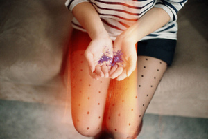 черные колготы в точечку