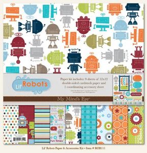 Набор бумаги My Mind's Eye - LIL' ROBOTS PAPER & ACCESORIES KIT