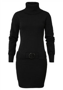 вязаное чёрное платье