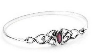 Sterling Silver Amethyst Celtic Bangle Cuff Bracelet