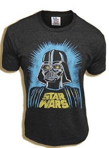 Junk Food Star Wars Darth Vader Blue Glow Charcoal Black Triblend Adult T-shirt Tee