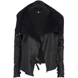 black drape leather jacket