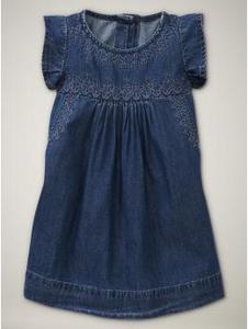 Embroidered denim dress