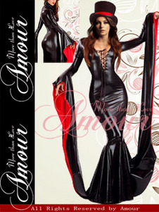 Sexy Vinyl black Gothic Vampire Costume Long Dress