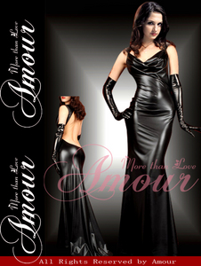 Sexy Blk Gothic Wetlook Long Dress Queen Clubwear