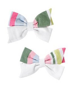 Stripe Bow Hair Clip Two-Pack