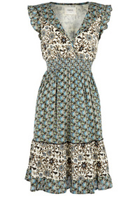 Print Frill Passion Flower Tea Dress