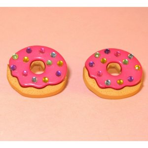 Bright Pink Donut Earrings