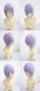 New Short Silver Purple Cosplay Party Wig