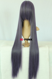 40" 100cm purple mix black long straight Cosplay Wig