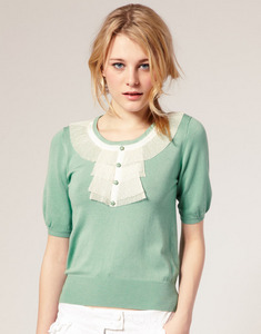 Darling Net Ruffle Short Sleeve Knit Top