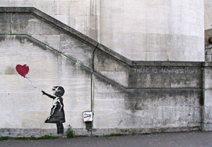 Large canvas print of Banksy's Girl with Balloon