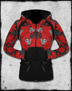 IRON FIST BLACK RED HEARTLOCKED ROSE LACE TATTOO HOODY