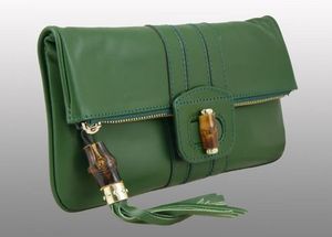 Green leather clutch