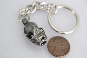 Ancient Silver Metal Bat Skull Key Chain