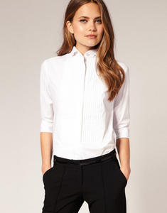 ASOS Pintuck Winged Collar Shirt