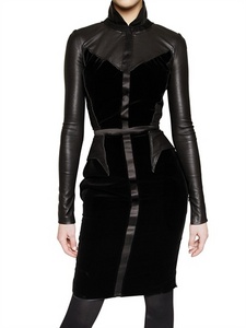 NAPPA LEATHER AND VELVET DRESS