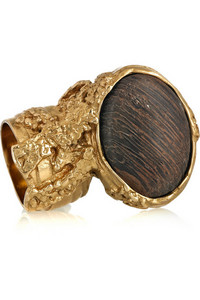 Yves Saint Laurent Arty gold-plated wooden ring