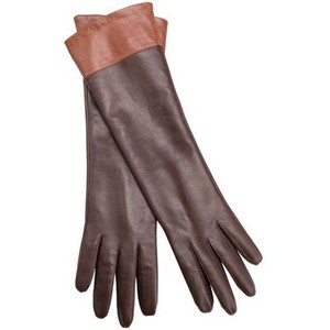Brown Leather Elbow-length gloves