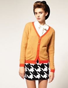 ASOS Angora Cardigan With Contrast Trim