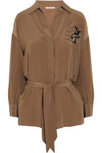 EMMA COOK Appliqu&#233;d silk crepe de chine blouse $300