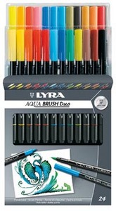 Lyra Фломастеры " Aqua Brush Duo", 24 цвета