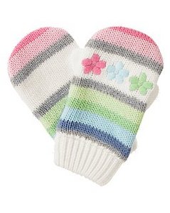 Flower Stripe Sweater Mitten