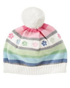 Flower Stripe Sweater Hat