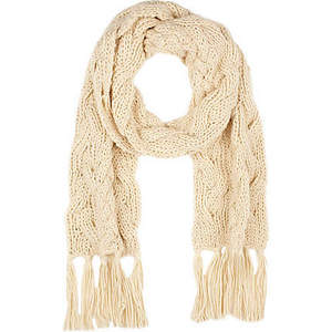 cream cable scarf