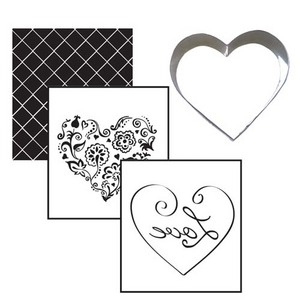 Heart Cookie Cutter & Texture Mat Set