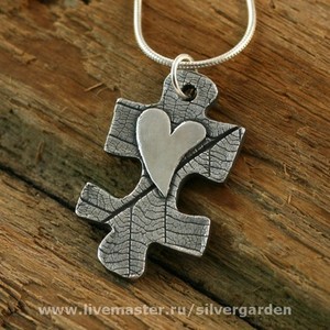 Кулон "Моё сердце--головоломка" (серебро 999 пробы)