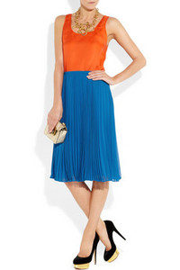 Halston Heritage Knife-pleat georgette skirt