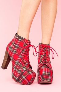 Lita Platform Boot - Red Plaid