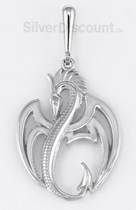 Кулон - дракон из серебра с родированием