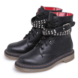 Studded Strap Ankle Boots Black