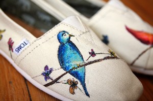 Custom TOMS Shoes Birds and Wildflowers All Over by shandke