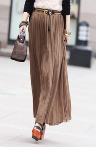 long pleated skirt