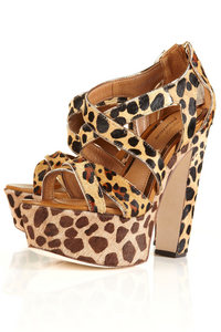 PUERTO ANIMAL PRINT FAUX PONYSKIN PLATFORM SANDALS