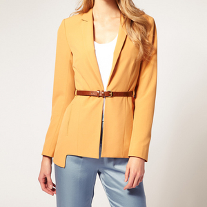 belted honey yellow blazer