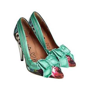 Lanvin For H&M Floral Silk Metallic Bow Heel