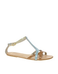 ASOS FABIO Leather Flat Sandals with Colour Block