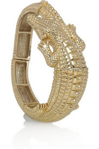 KENNETH JAY LANE 22-karat gold-plated alligator bracelet