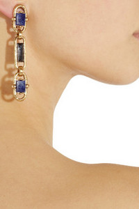OSCAR DE LA RENTA 24-karat gold-plated semi-precious stone clip earrings