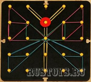 Большой математический планшет. Мозаика с резинками (фанера)