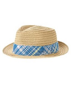 Plaid Band Straw Fedora