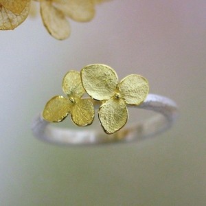 Ring 18k Gold and sterling silver Hydrangea blossom Flower ring, Made to order