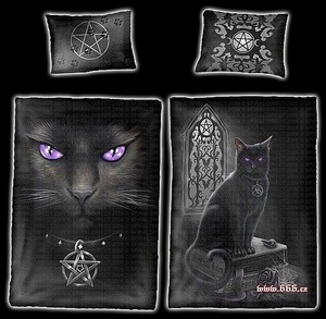 постельное белье с котом черное