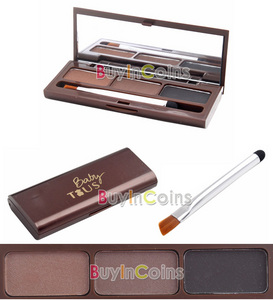 3 Colors Eyebrow Cake Powder Eye Brow Brush Beauty Kit