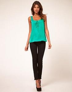 ASOS Satin Vest With Lace Up Detail